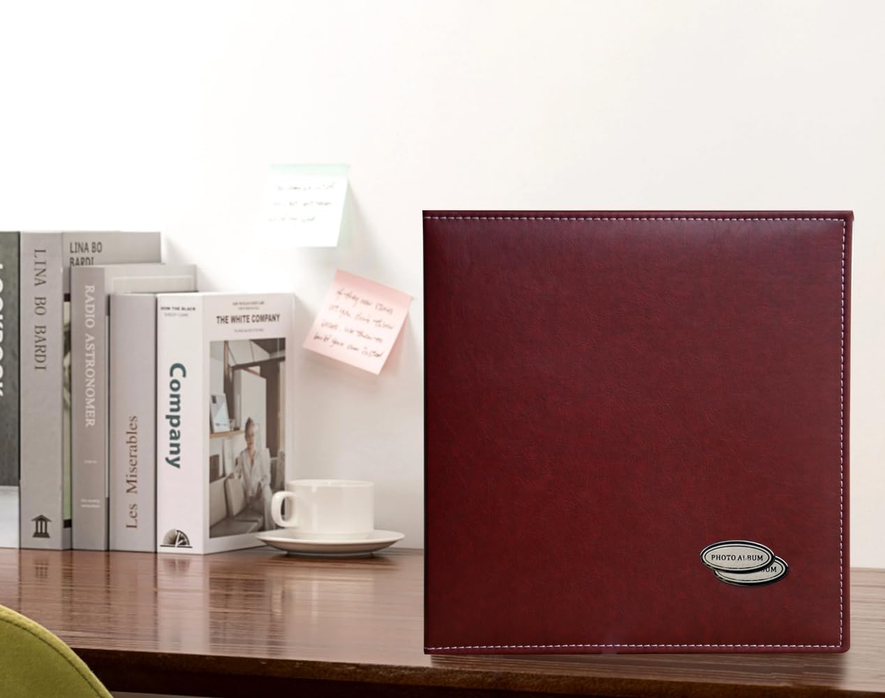 Magnetic Self-Stick Page Photo Album, Family Album, Leather Cover, Hand Made DIY Albums Holds 3x5, 4x6, 5x7, 6x8,8x10 Photos (Wine Red, Large)