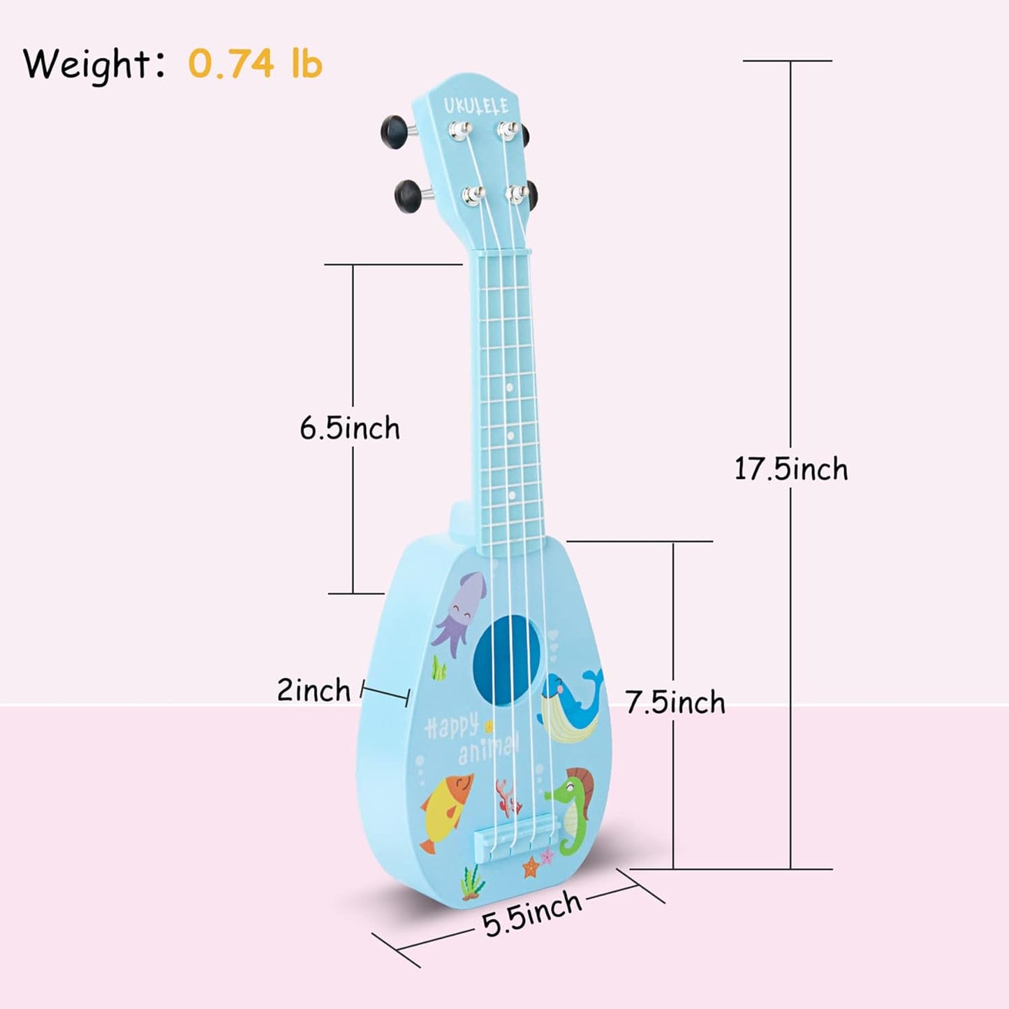 YOLOPARK 17" Kids Toy Guitar for Girls Boys, Mini Toddler Ukulele Guitar with 4 Strings Keep Tones Can Play for 3, 4, 5, 6, 7 Year Old Kids Musical Instruments Educational Toys for Beginner (Blue)
