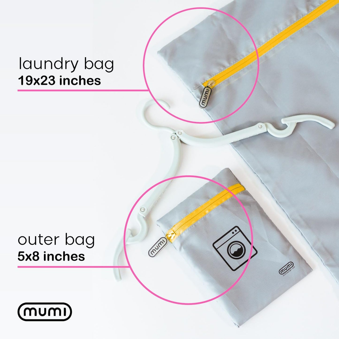MUMI Travel Laundry Bag – Mesh Laundry Bags for Delicates with Hanger & Pouch | Delicates Bag for Washing Machine | Large Laundry Net Bag for Travel, Gym, Baby Clothes, and More (Pink)