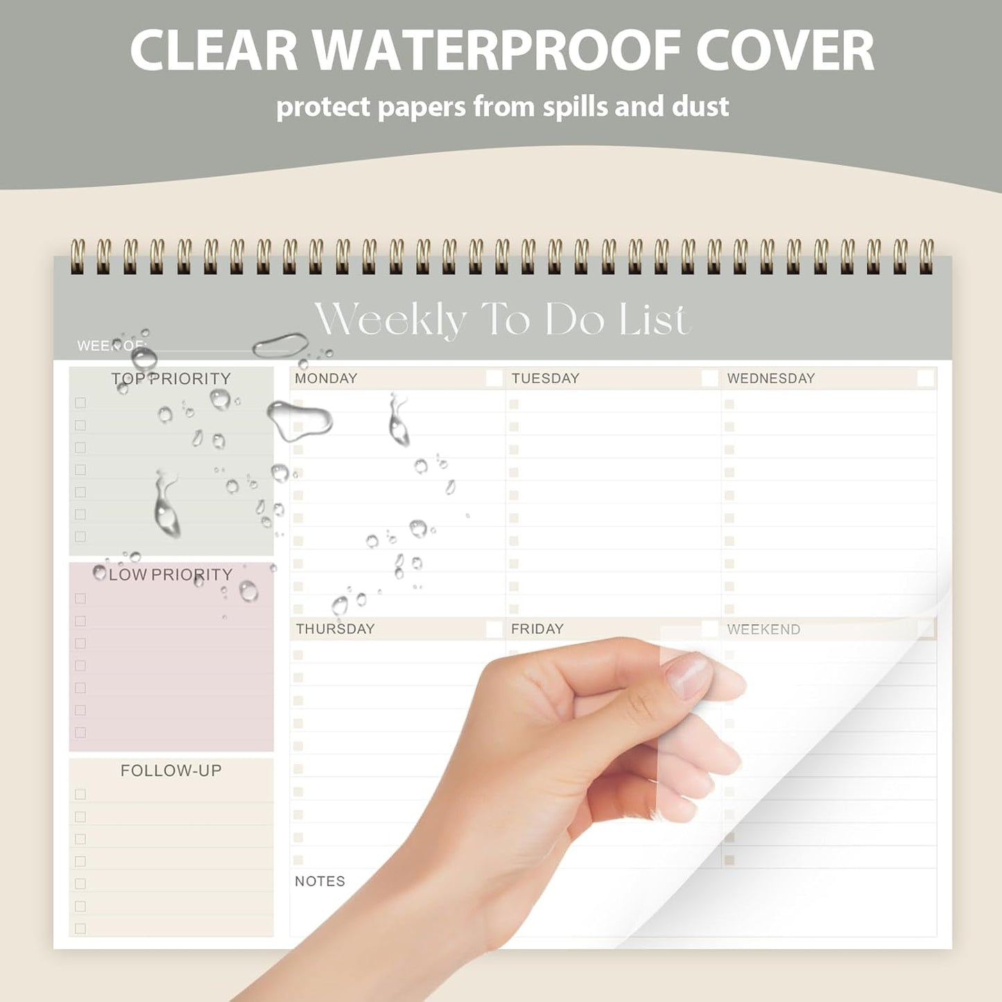 Weekly To Do List Notepad, Undated Planner with 52 Sheets (8.5''x11''), Desk Weekly Planner for Women & Man, Home School & Work (A-Green)