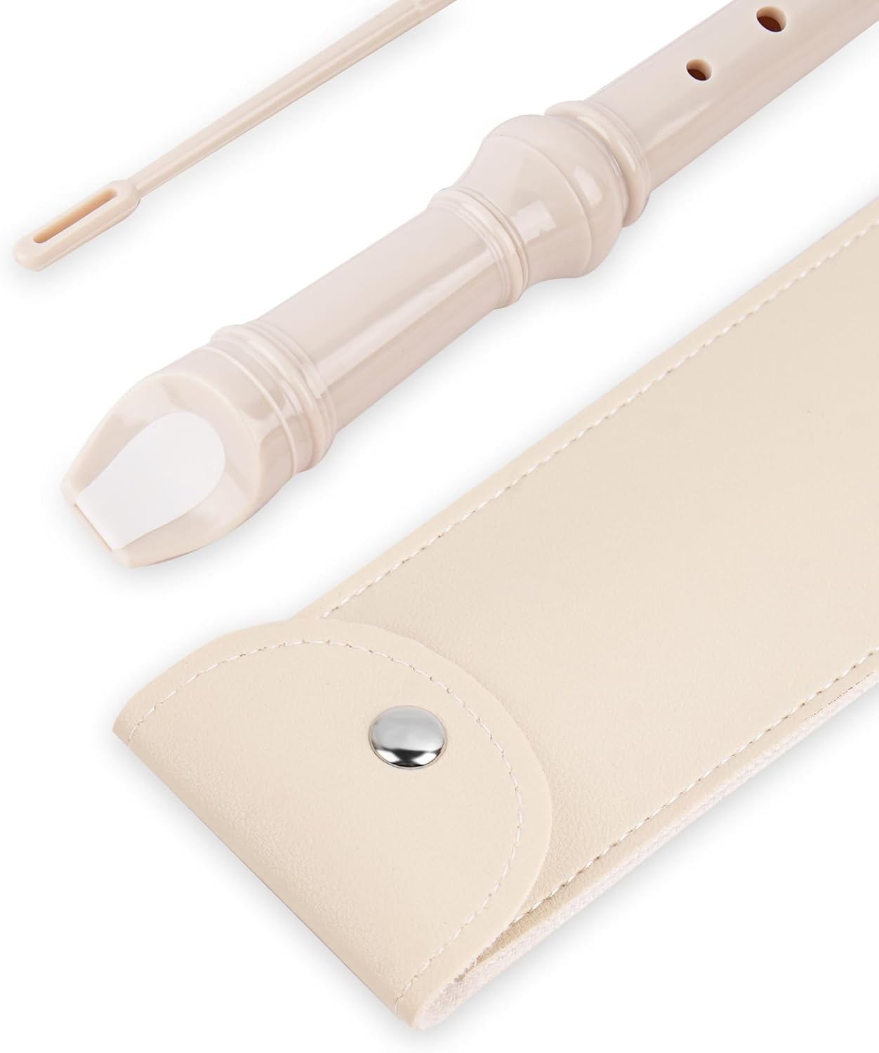 LIZIMANDU Recorder Instrument for Beginner Kids Adults,8-Hole Soprano Descant Recorder Music Flute with with Cleaning Rod & Leather Case For School Student Home Entertainment(2-Beige)