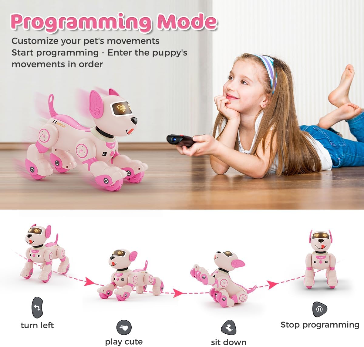 VATOS Robot Dog Toy for Kids, Voice & 2.4GHz Remote Control Robot Pet with Interactive Touch Sensors, Over 20+ Responses, Program Mode, Robotic Puppy Toy for Kids Boys & Girls
