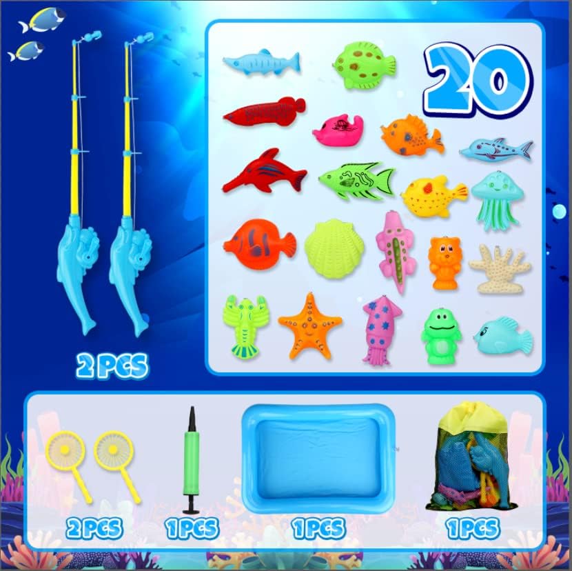 TOY Life 2-Player Magnetic Fishing Game for Kids 3-5 with Toddler Fishing Poles,Bath Toys for Kids Ages 4-8,Magnetic Poles Game are Designed for Little Hands