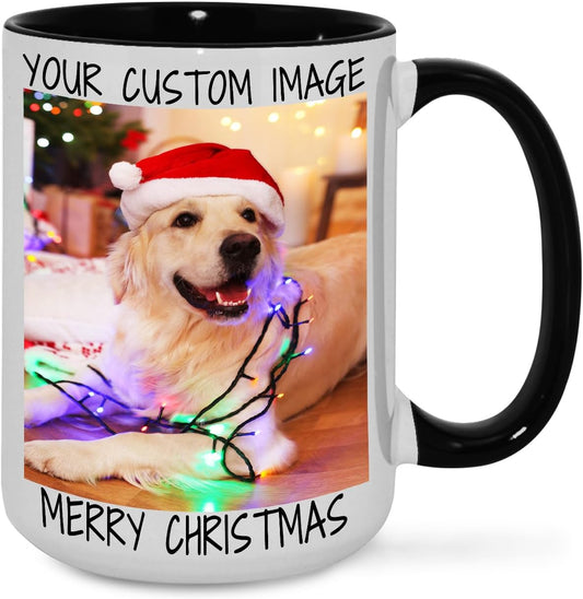 Ship Next Day Custom Mug Design Your Own Photo Text Personalized Picture Gifts for Women Men Customized Gifts Idea Personalized Coffee Mugs 15oz Black Handle