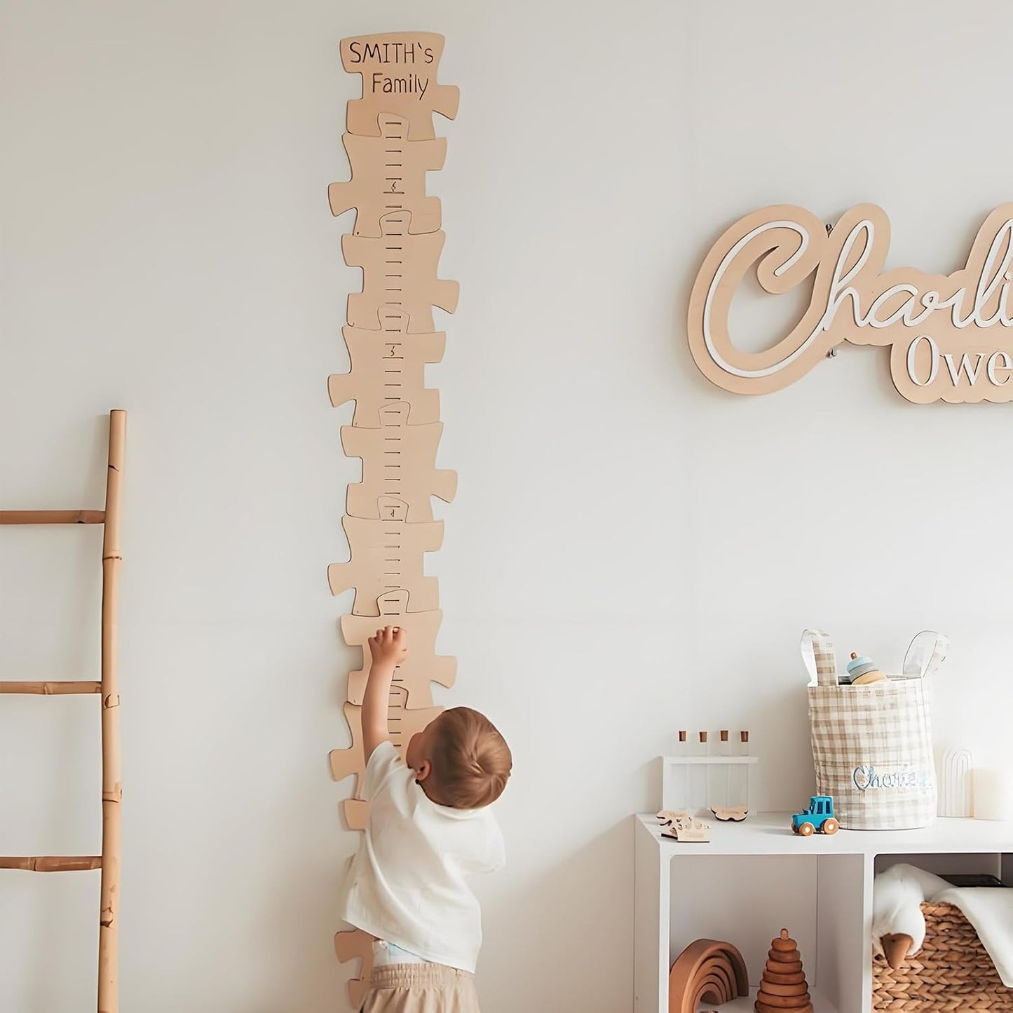 Personalized Wooden Growth Chart for Kids – Height Ruler Wall Decor for Nursery, Toddler, Baby & Family – Custom Name Growth Chart – Wooden Kids Height Measurement Ruler (Plywood)