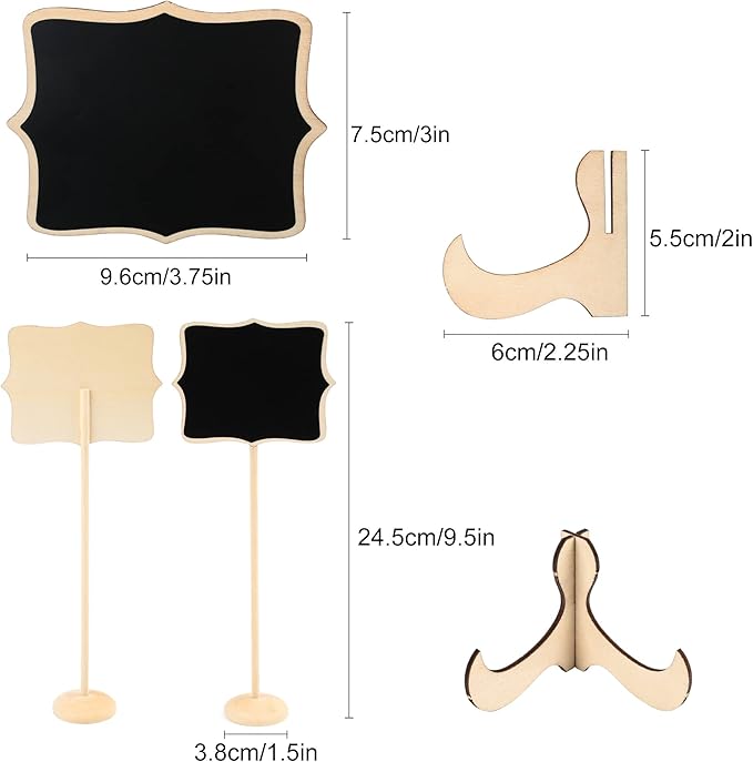 LotFancy 20 Pack Mini Chalkboard Signs with Support Easels and 10 Extra Stickers, Food Labels for Party Buffet Table, Weddings, Table Numbers, Message Board and Event Decorations