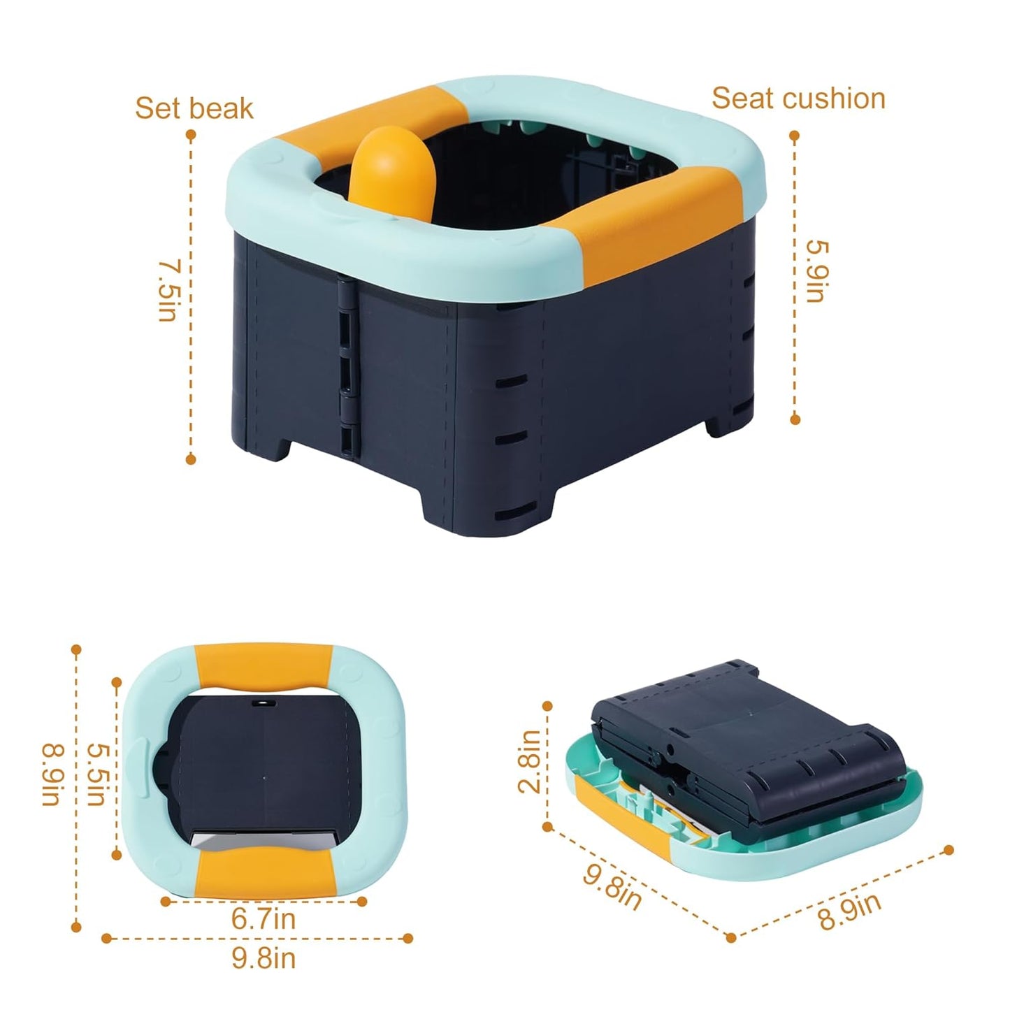 Toilet bowls for children，Portable Potty for Toddler Travel Foldable Travel Potty for Boys Girls Emergency Toilets for Car,Outdoor,Camping and Indoor Seat with Storage Bag（Quiet Blue）