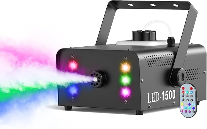 Fog Machine with 6 RGB LED Lights, 1500W Smoke Machine for Stage Party Halloween Christmas DJ Performance Wedding