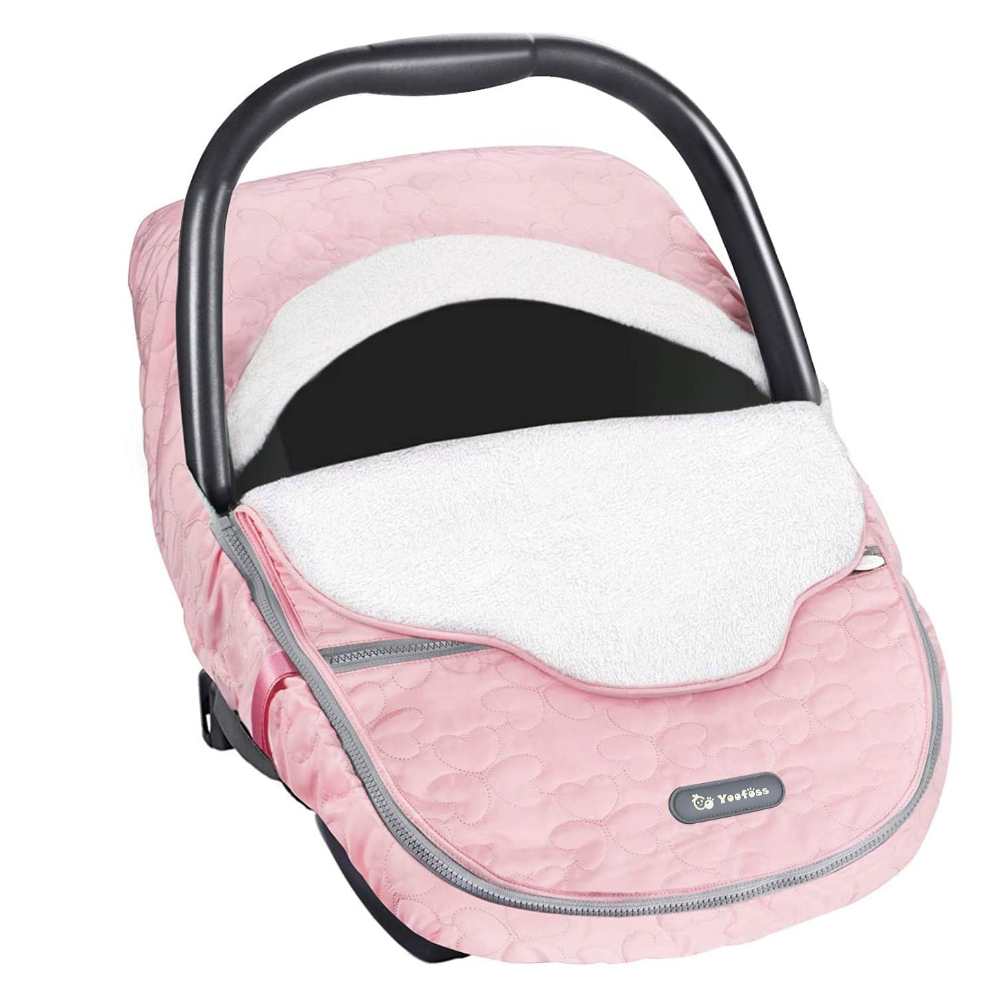 Yoofoss Baby Car Seat Cover Winter Carseat Canopies Cover to Protect Baby from Cold Wind, Super Warm Plush Fleece Baby Carrier Cover for Infant Boys Girls (Pink)