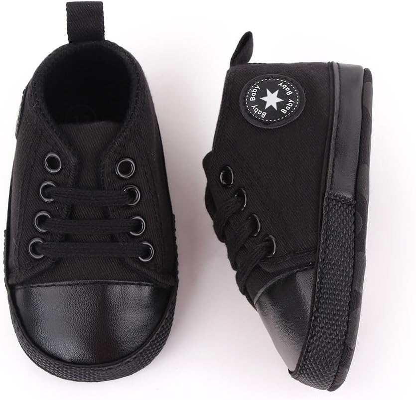 Unisex Baby Girls Boys Canvas High-top Shoes, Newborn Infant Anti-Slip Soft Sole Frist Walking Breathable Sneakers