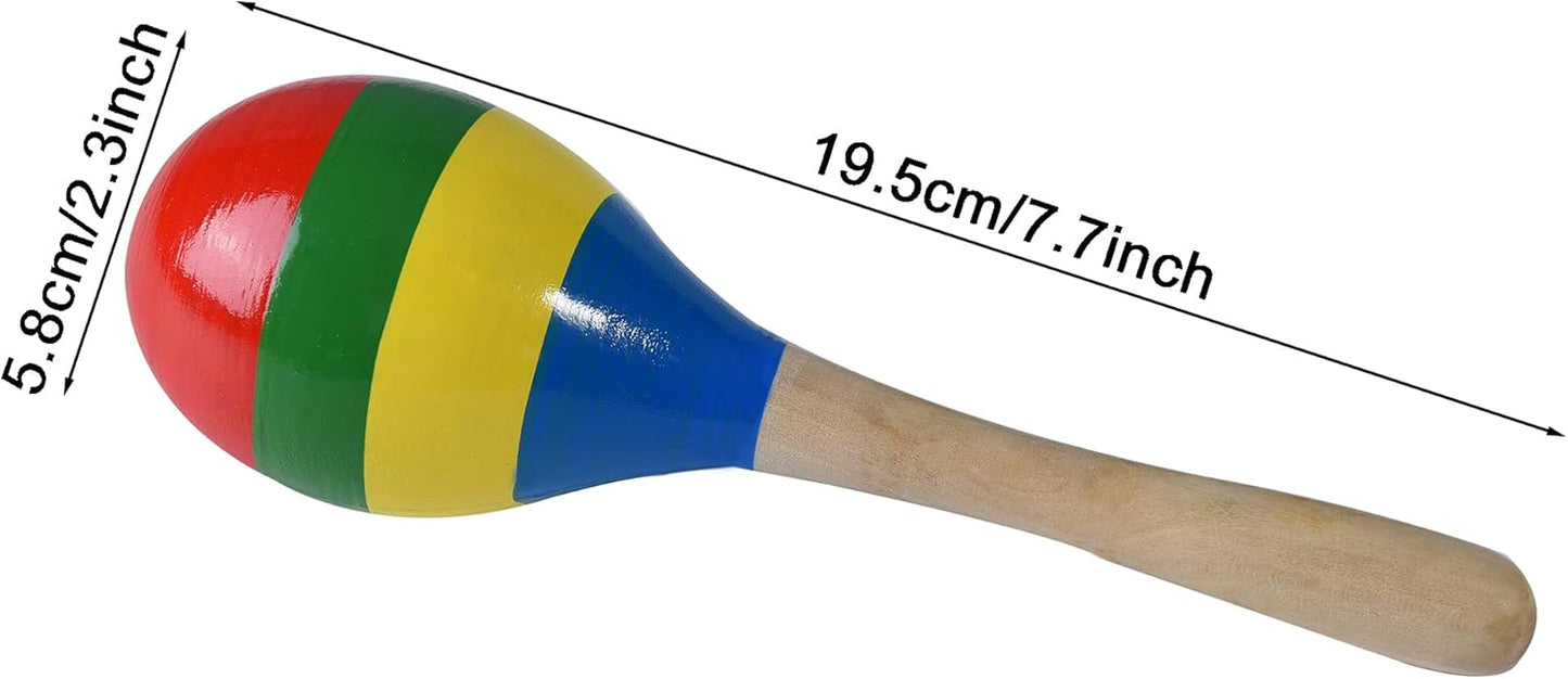 Maracas Hand Percussion Rattles, Wooden Rumba Shaker Musical Instrument for Kids Adults, Set of 2