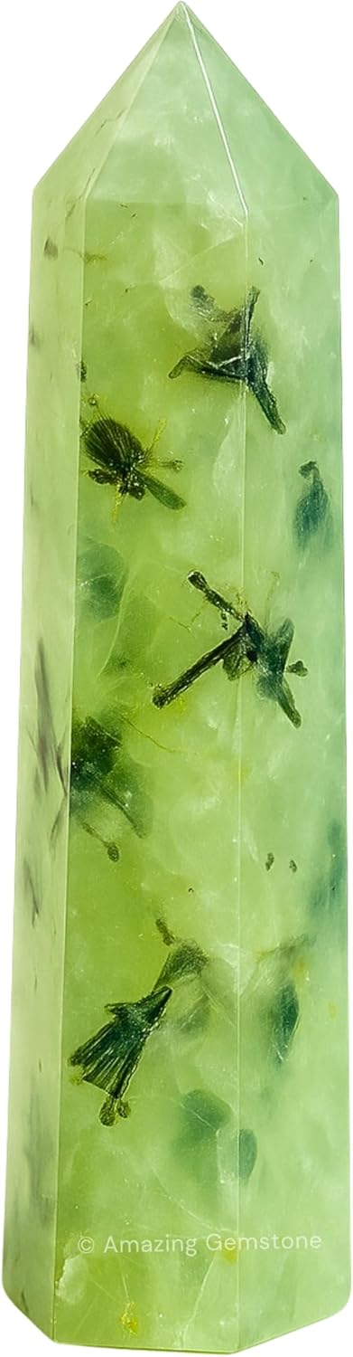 Amazing Gemstone Prehnite Crystal Towers - Natural Healing Crystal Point Obelisk for Reiki Healing and Crystal Grid (2 Inch to 3 Inch)