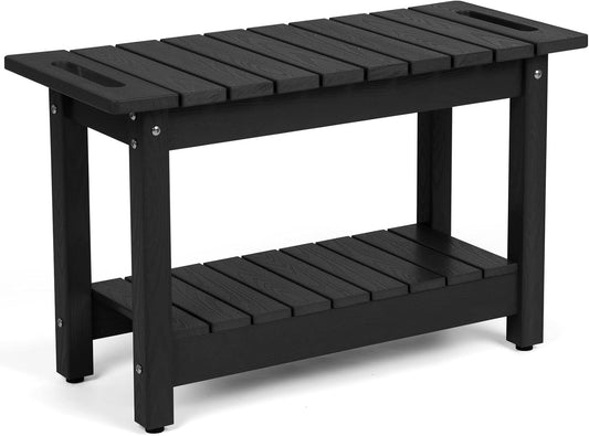 30" Shower Bench, Waterproof Poly Lumber Shower Stool for Shaving Legs, Shower Chair Seat Holds up to 400lbs, Bathroom Bench for Inside Shower, Non-Slip (Black)