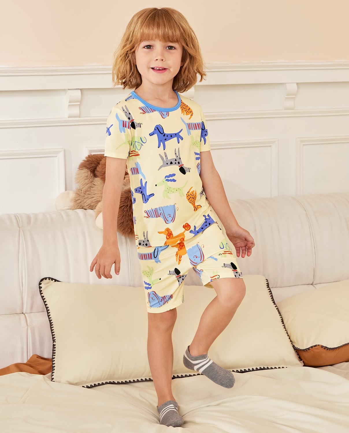 Bamboo Viscose Toddler Animal Pajamas Boys Girls Kids Cool Short Summer 12M-8Y Snug fit Pjs Set 2pcs