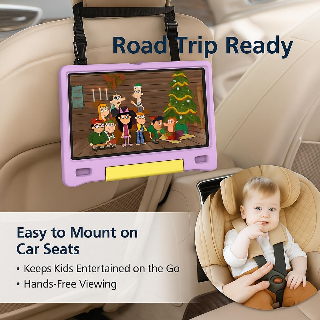 10.1 Inch Kids Tablet with Shockproof Case | Android 14, 64GB+8GB RAM, 12H Battery | Parental Control, Google Kids Space & Preloaded Educational Apps | WiFi 6, HD Display, Ages 3-12