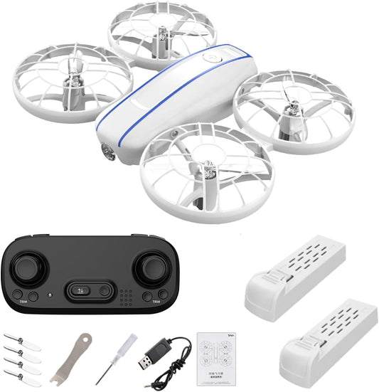 RC Drone for Kids and Beginner, Small RC Quadcopter with Lights and 3D Flip, Altitude Hold, Headless Mode, Propeller Full Protect, Easy to Fly Toys Drone for Kids Boys and Girls Gift (White)