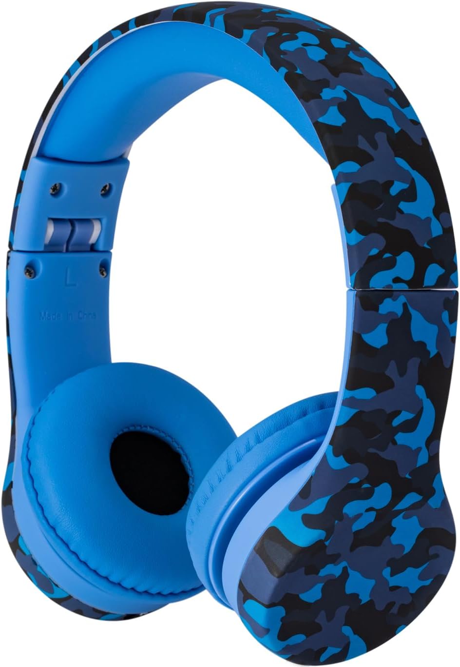 Snug Play+ Kids Headphones – Volume Limited 93dB for Safe Listening – Foldable, Durable Headphones for Toddlers, Boys & Girls – Tangle-Free Cord – Ideal for Travel, School, Tablets - Blue Camo