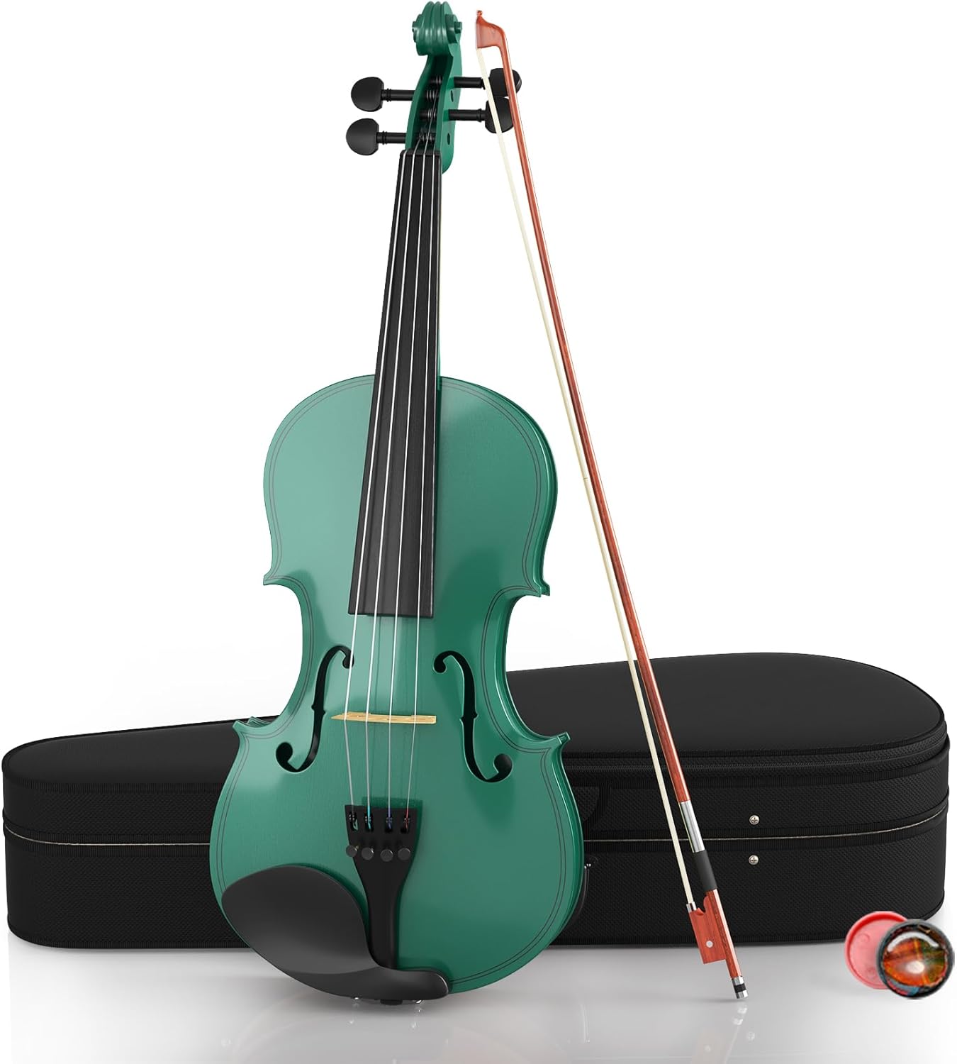 Beginner Violin 4/4, Full Size Violin for Adults, Teens, Student, Acoustic Fiddle Kit with Hard Case, Bow, Rosin, Bridge, Learners Age 12+ (Green)