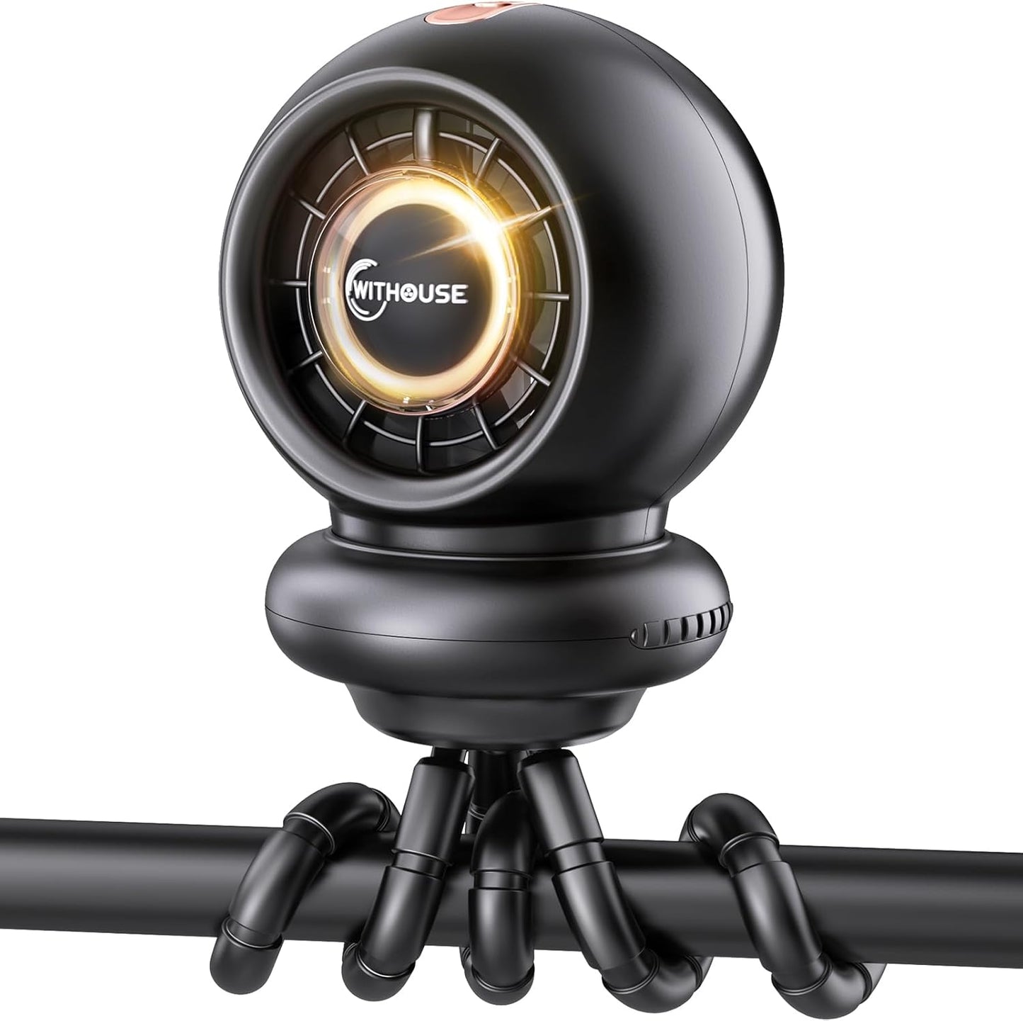 Stroller Fan, Battery Operated Baby Stroller Fans, 8000mAh Rechargeable Fans, 75° Auto Oscillation Portable Fan, 5-12H Runtime, 4 Speeds Wind, Detachable Base & LED Display