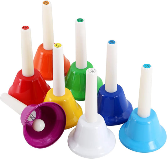 Eastrock Handbells, Hand Bells Set 8 Note Musical Bells for Toddlers Children Kids Adults, Used for Festival, Musical Teaching, Church Chorus, Wedding, Family Party