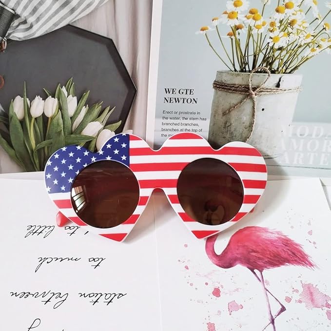 American Flag Glasses 8pcs, Fourth 4th of July Party Accessories, USA Veterans Day decoration Memorial Day Patriotic Party Red White and Blue Photo Booth Props Favor