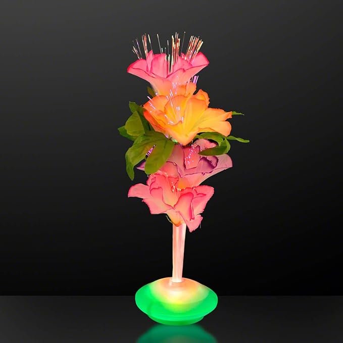 Fiber Optic LED Flower Centerpieces (Set of 12) Light Up Centerpieces for Tables