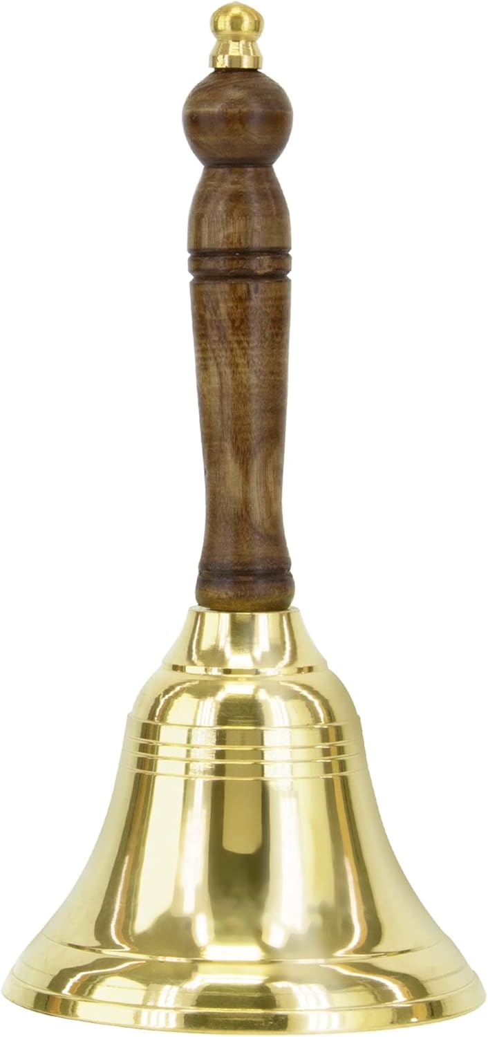 Hand Bell - Call Bell Perfect for Wedding Bell,Games Bell, Schools Bell, Reception Desks and Religious Ceremonies, and Events - Handcrafted in India (3.12 Inch Diameter, 7 Inch Height)