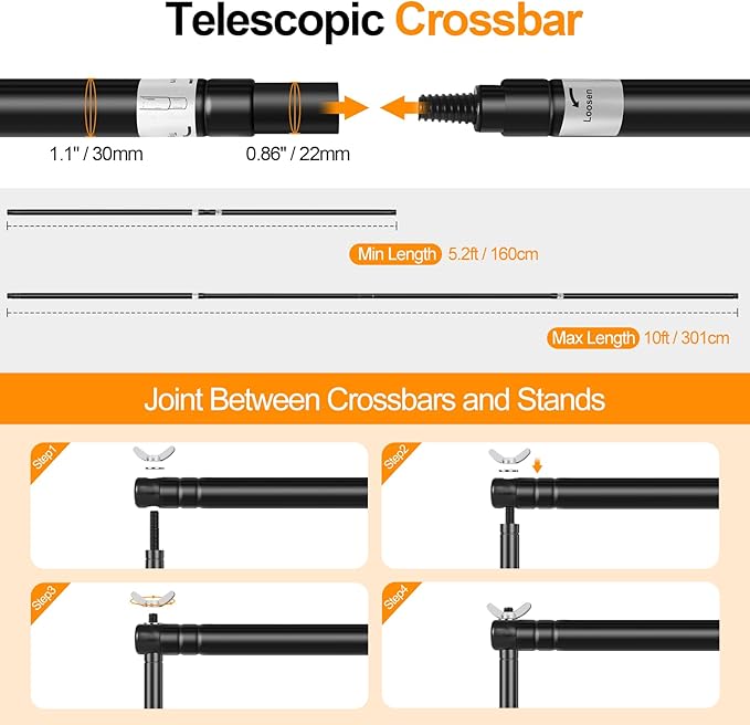 FUDESY Backdrop Stand Heavy Duty, 8.5x10ft Adjustable Photo Background Pipe and Drape Backdrop Stand Kit with Metal Base for Photography Parties Birthday Video Studio