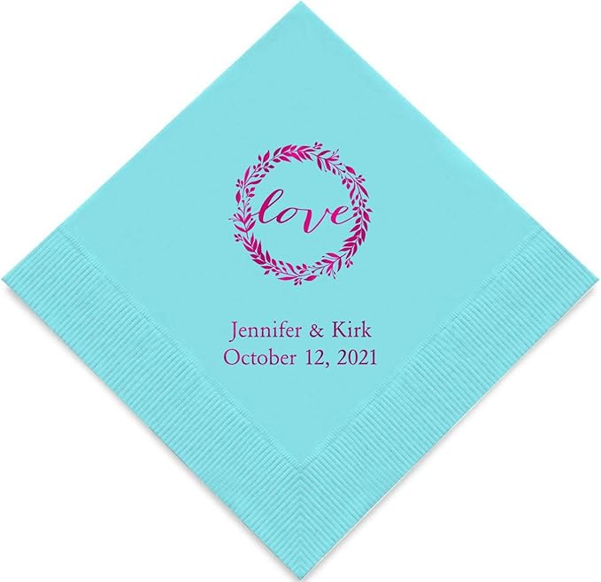 Weddingstar Personalized Printed Paper Napkins 3-Ply 50 Pack - Luncheon Sea Blue