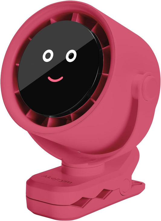 Clip on Fan for Bed, Portable Fan for Travel, Air Turbo Tech & Digital display, 360° Rotate & 5 Speeds stroller fan, For Home Office Stroller Camping - Red