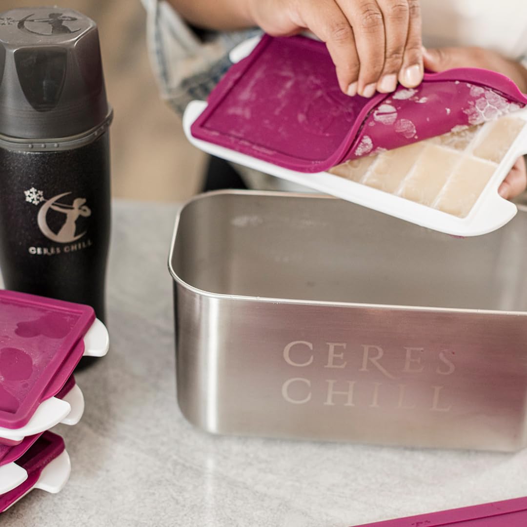 CERES CHILL The Milkstache Luxe Reusable Breastmilk Freezer Storage Container - 1/2 Ounce Cubes fit Any Baby Bottle, Freezing Pumped Milk has Never Been Easier (Stainless Steel), 1 Count
