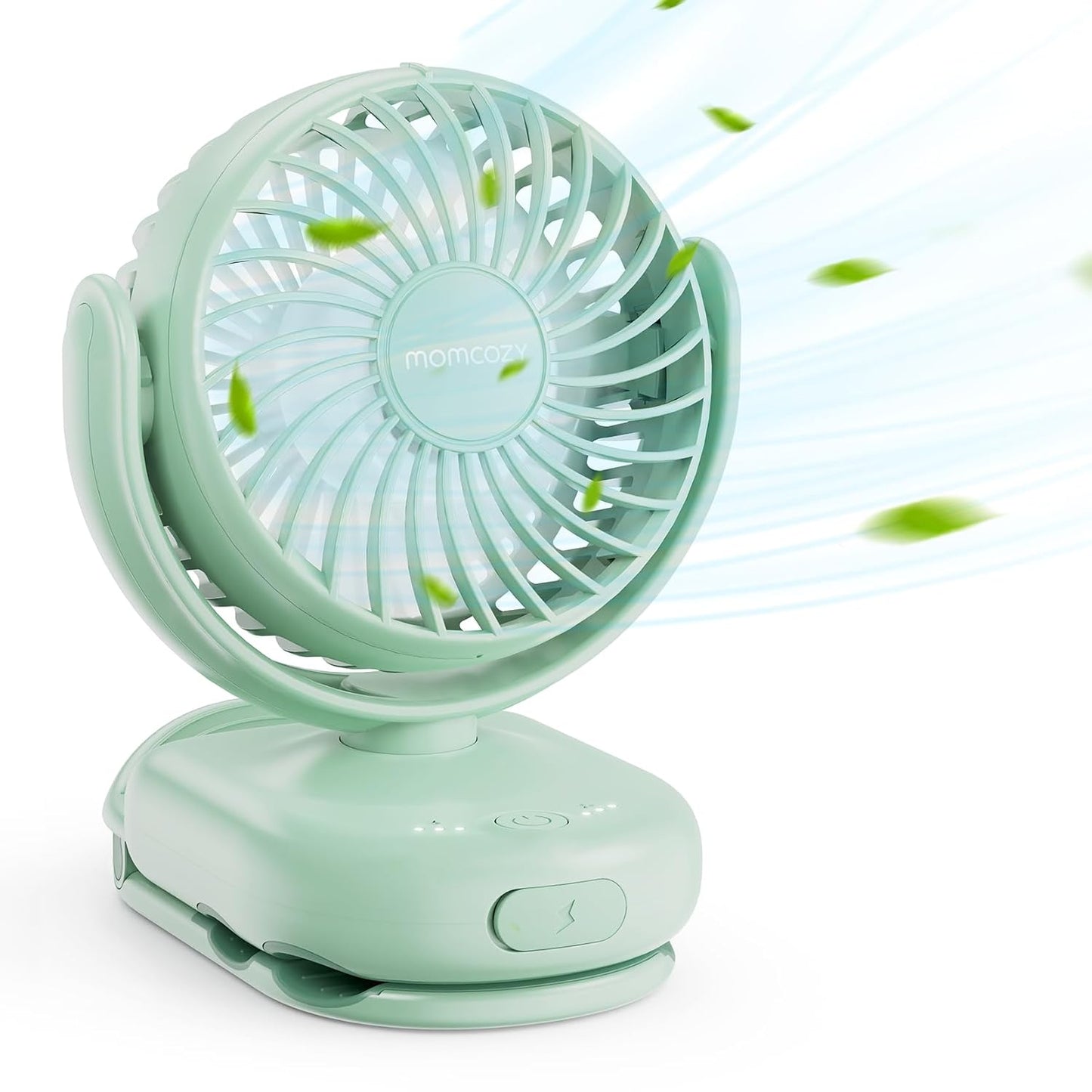 Momcozy Portable Fan with Clip | 4-Speed Mini-Fan for Carrier | Personal Fans Ultra Lighter 0.26lb | Gaps ≤4.5mm | Handheld Cooling | Rechargeable Rotate for Diaper Backpack/Stroller/Carrier/Chair