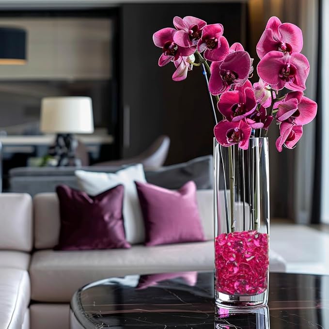 HappyFiller 720 Pcs Fuchsia Acrylic Diamonds Gems for Wedding Decorations Table Scatters,Vase Fillers, Treasure Gemstones,Bridal Shower,Floral Home Centerpieces,Party Favor,14 OZ,0.8/0.4 Inch Mix