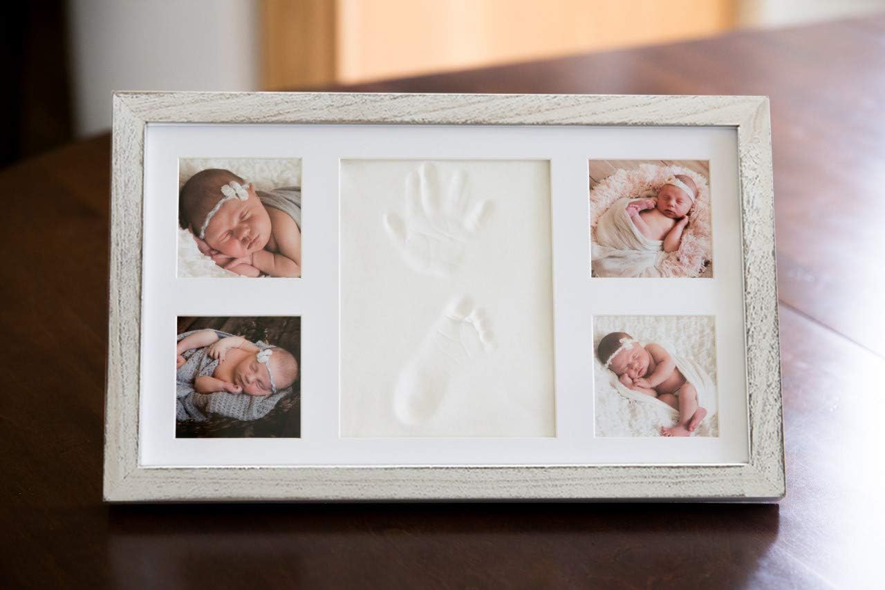 Little Hippo Baby Footprint Kit & Keepsake | Baby Handprint Kit | Baby Hand and Footprint Kit (Rustic White, Large)