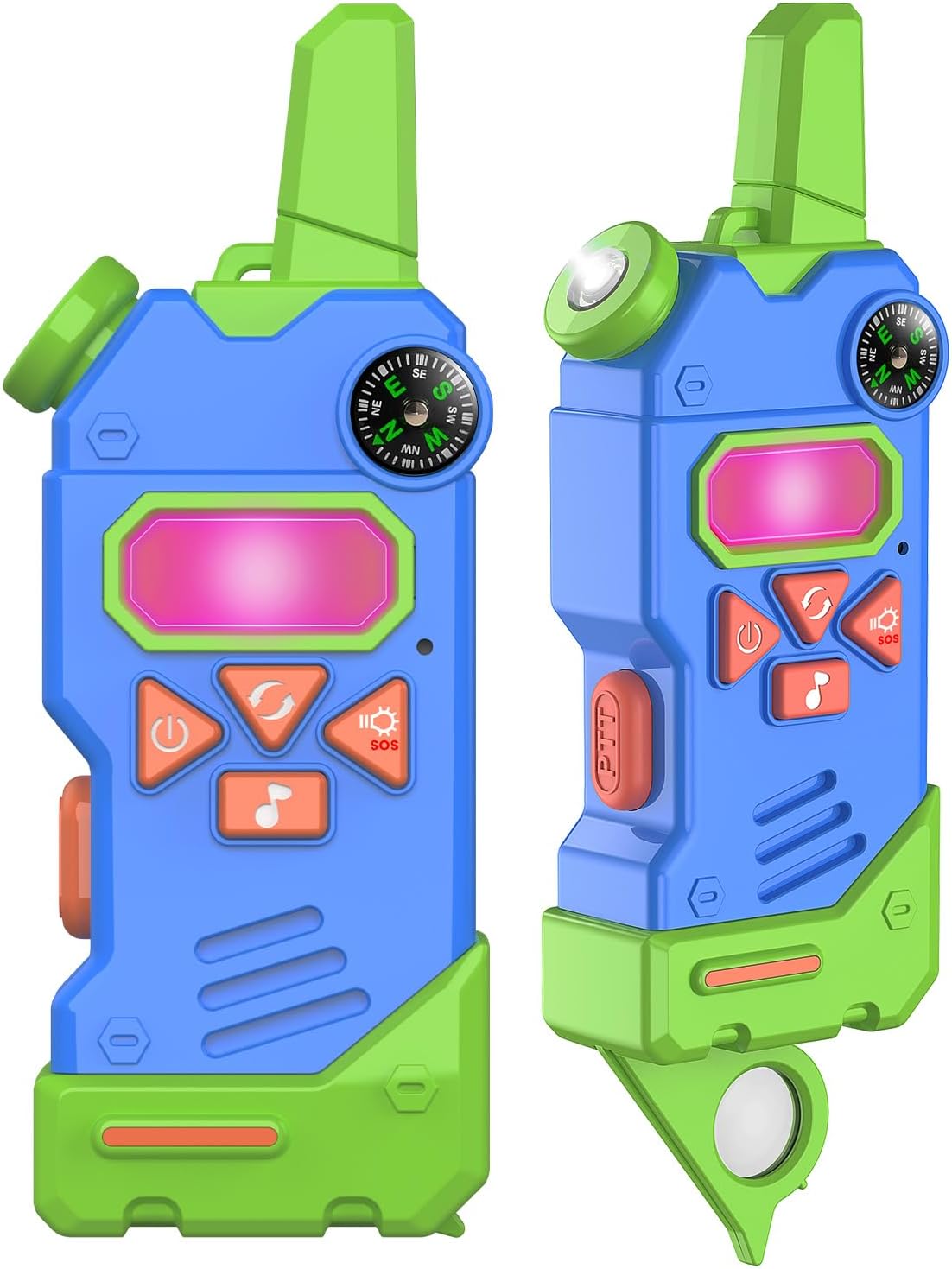 Walkie Talkies for Kids,5 Colourful Channels 2 Way Radio,Compass Flashlight and Magnifying Glass,3 Miles Long Range for Adventure Game,Outside, Camping, Hiking,Toys for 3-12 Year Old Boys Girls