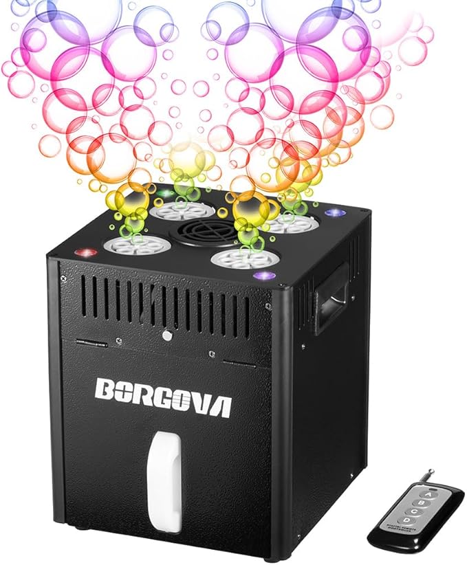 Stage Bubble Machine with Lights, DMX Control, Wireless Remote - Perfect for Weddings, Commercial Performances, Kids’ Parties, and Carnivals