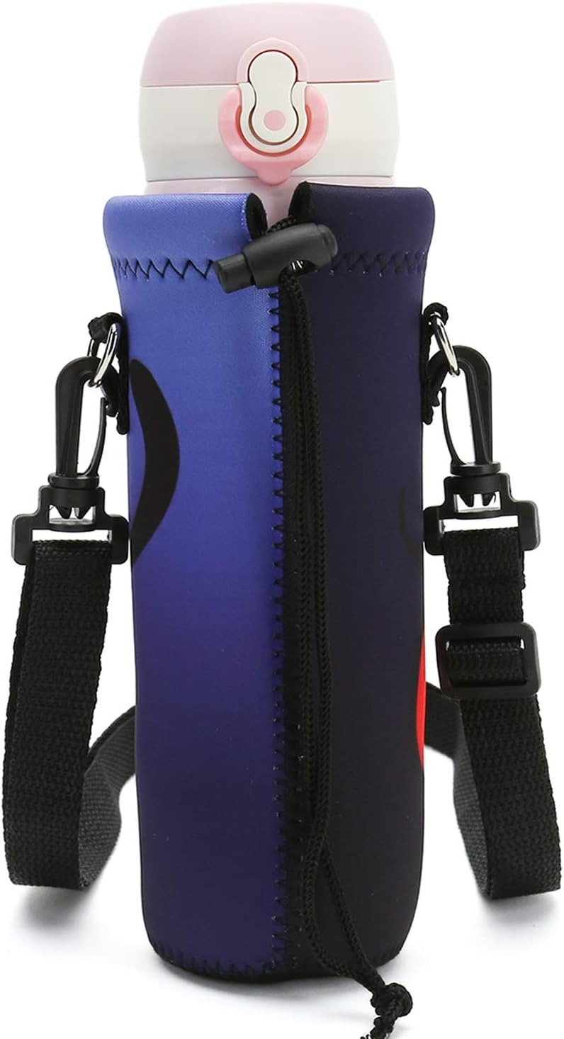 RICHEN Neoprene Water Bottle Carrier Bag with Adjustable Shoulder Strap,Insulated Water Bottle Cover for Stainless Steel/Glass/Plastic Bottles