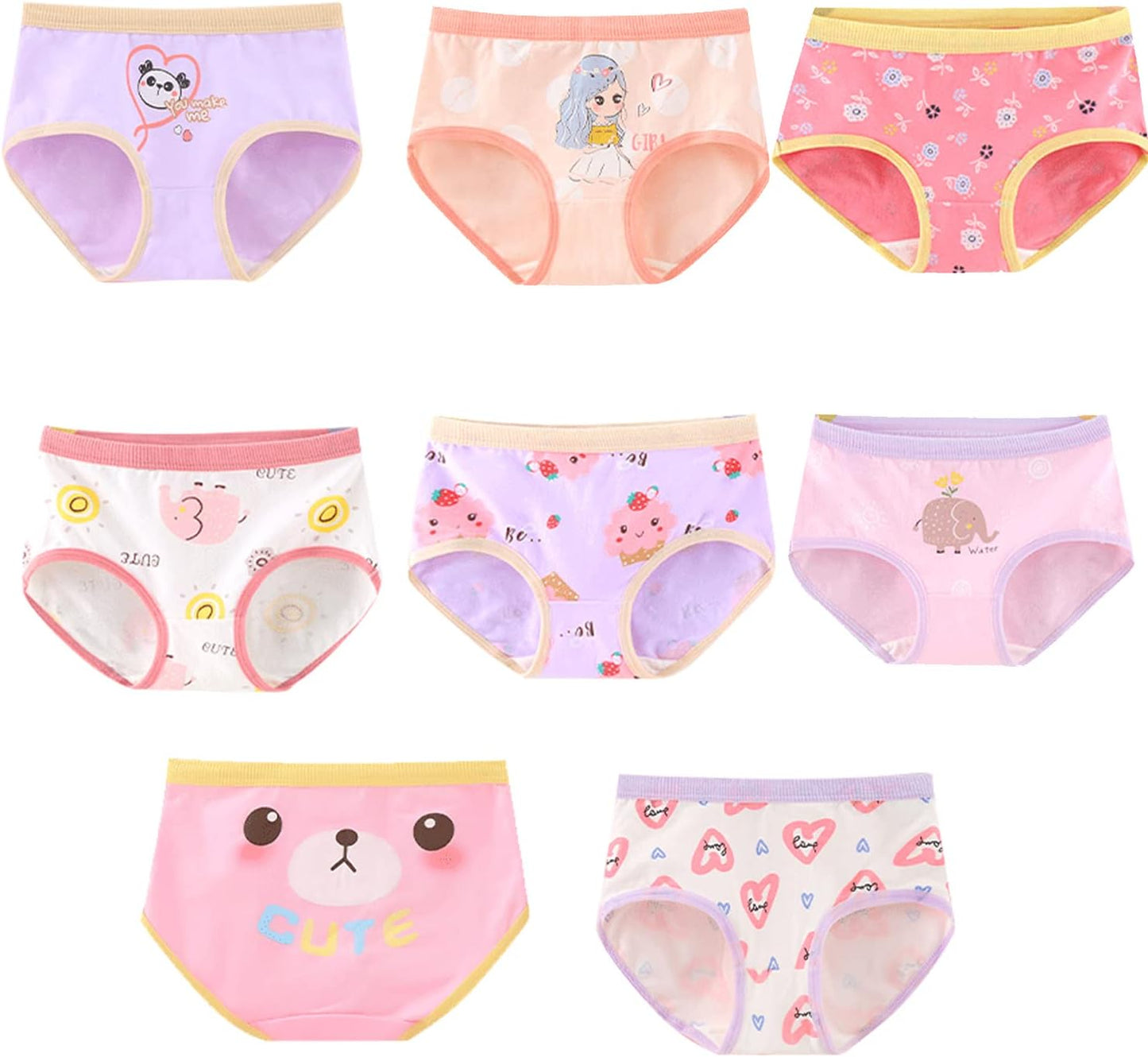 Little Girls' soft and breathable Comfort Panty Briefs Toddler Undies and Cotton Bikini Underwear Multipacks