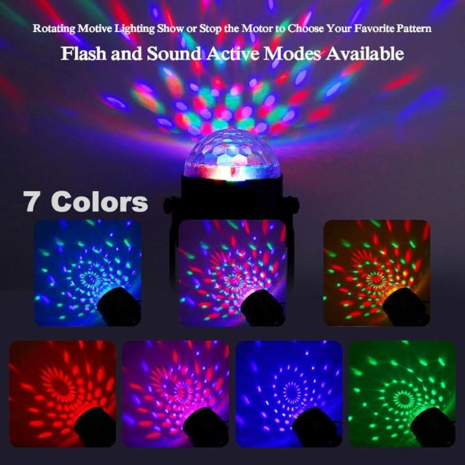 Party Disco Ball Dj Dance Lights Disco Strobe Rave Sound Activated Projector Effect Stage Light Remote Control for Birthday Xmas Wedding Bar Kids Christmas Glow Party