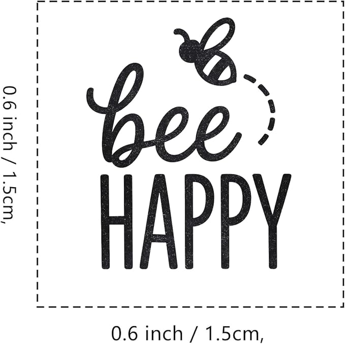 Bee Happy Rubber Stamp, 3/5 Inch Small Mini Stamp for Scrapbooking Card Making Planner