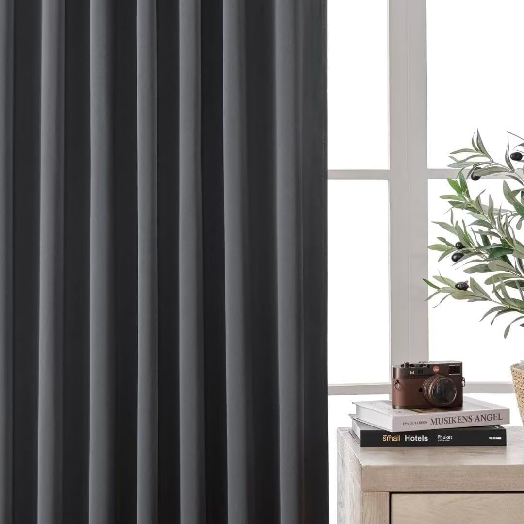 Joydeco Blackout Curtains 84 Inch Length 2 Panels Set, Thermal Insulated Black Out Curtains for Bedroom, Room Darkening Drapes for Living Room Window (W52 x L84 Inch, Dark Grey)