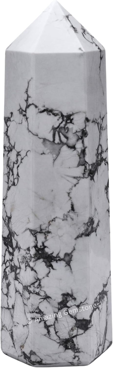 Amazing Gemstone Large Howlite Crystal Towers ~ Natural Healing Crystal Point Obelisk for Reiki Healing and Crystal Grid (5.5 to 6 INCH)