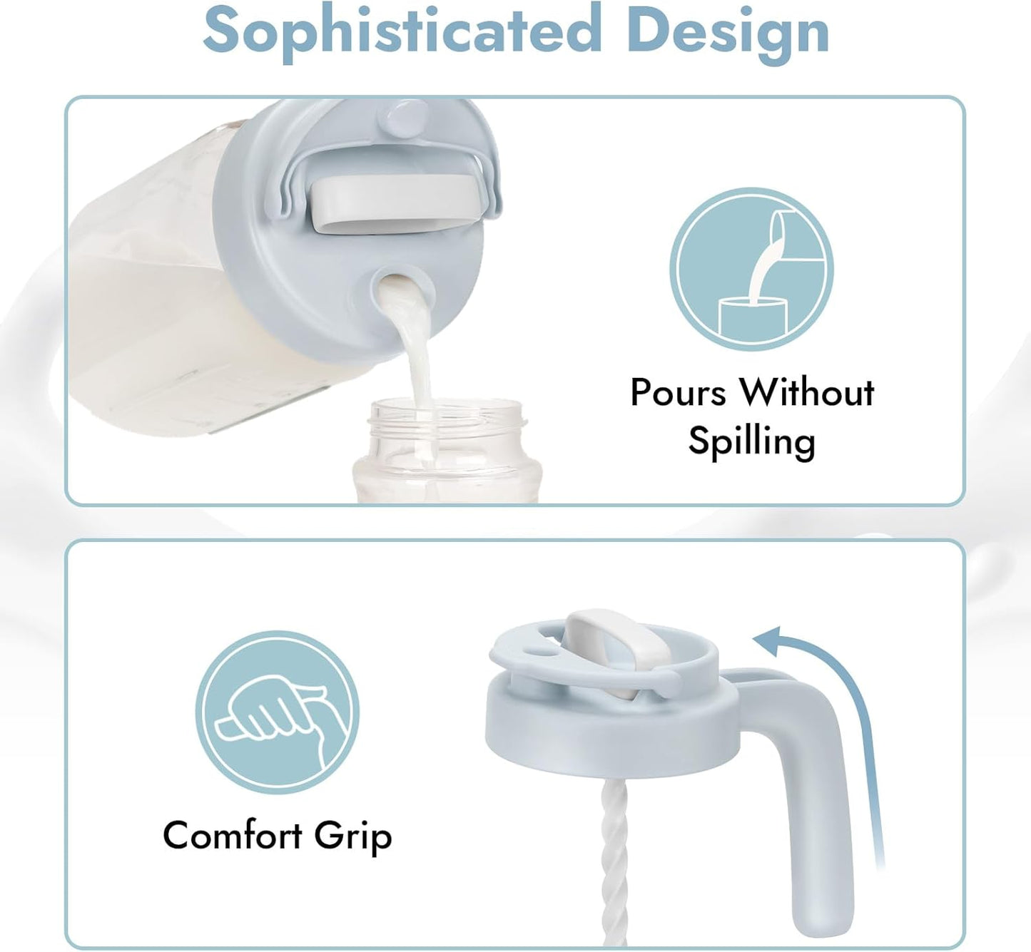 Papablic 32oz Formula Mixing Pitcher Lid, Breastmilk Pitcher Mixing Handle & Flip Locking Spout for Mixing Formula/Breastmilk/Protein Powder/Coffee, Blue