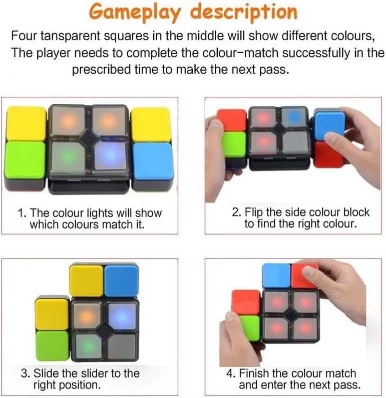 Electronic Handheld Game – 4 Exciting Game Modes | Color-Matching & Sliding Challenge | Move, Match & Race Against Time | Fast-Paced Brain Teaser for Kids & Adults Ages 8+