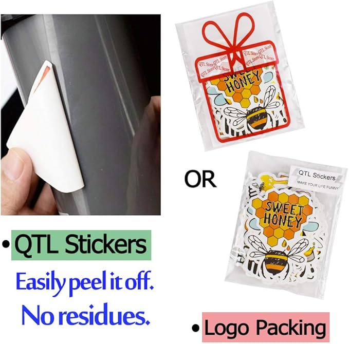 QTL Stickers for Kids Bee Stickers Laptop Stickers for Teens Girls Boys Honey Bee Stickers for Water Bottle Waterproof Stickers Cute Stickers 50Pcs