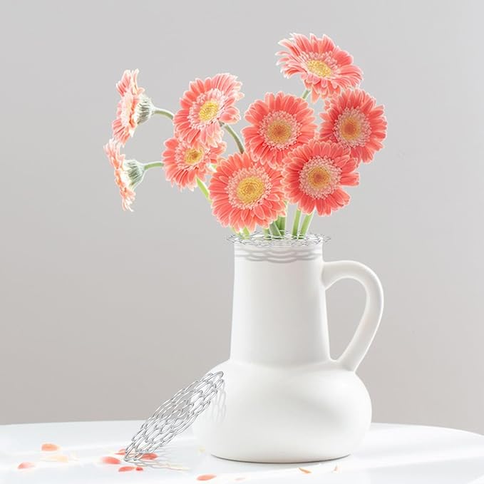 KOYILTD 3 Pcs Modern Flower Frog Metal Flower Arrangement Holder Floral Grid Used for Vase Flower Arrangement Art Convenient Stem Holder for Flowers Flower Frog Organizer Metal Lid for Vase (Silver)