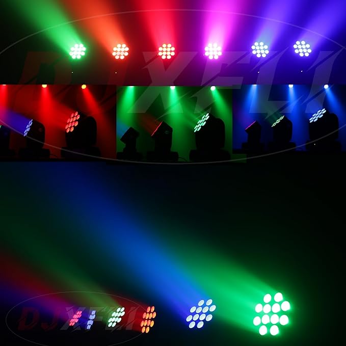 Moving Head Light Beam Wash 12x12W LED Stage Lighting RGBW 4in1 Professional DMX 512 Strobe Effect Sound Activated DJ Lights for DJ Night Clubs Disco KTV Bar Show (1 Pack)