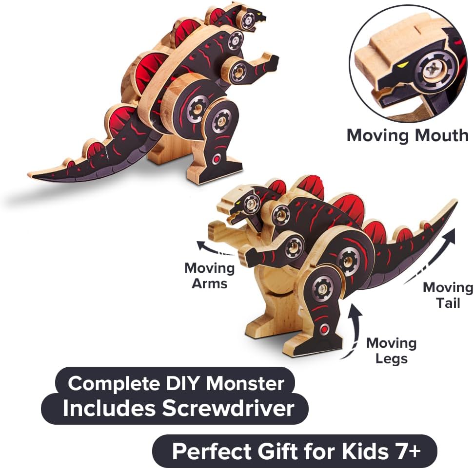 Little Jupiter DIY Wooden Kit with Stickers - Japanese Monster for 7-12 Yrs - Woodworking Kits - Wood Crafts - Building Kit - Wooden Crafts (Monster Type 1)