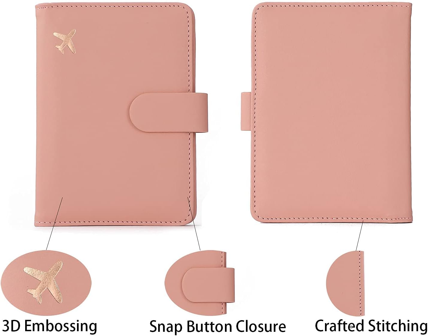 Melsbrinna Rfid Passport Holder for Travel women/Men, Cute Passport Wallet Rfid Blocking Card Slots, Rfid Passport Cover/CaseTravel Wallet, Passport Book Holder (2, Black pink)