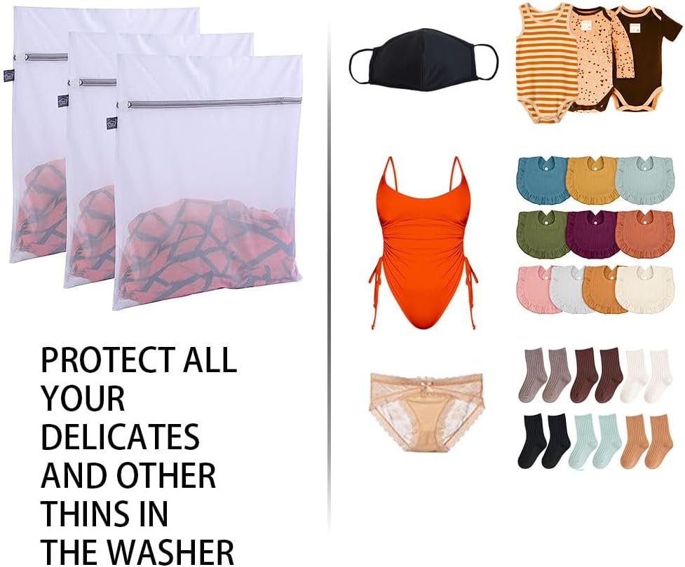 Kimmama Laundry Bag Mesh Wash Bags, Washing Machine Wash Bag, Net Washer Sack with Zipper, Dryer Pouch for Cleaning and Drying Cloths, Garment, Delicates, lingerie, Bra, Pant, Sock, Small Toys